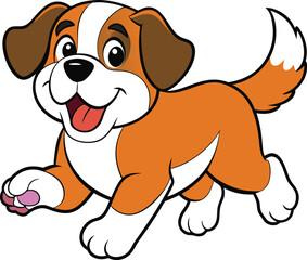 Saint Bernard Dog Running on white background