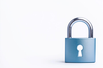 Naklejka premium digital lock icon, cyber security symbol, holographic effect, metallic and silver, isolated on white background 