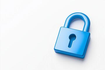 Fototapeta premium digital lock icon, cyber security symbol, holographic effect, metallic and blue, isolated on white background 