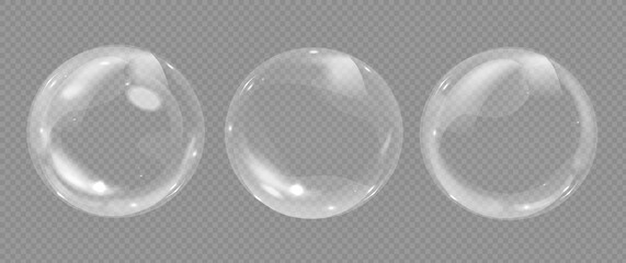 Bubbles. Realistic soap bubble element vector set on a transparent background. Eps 10