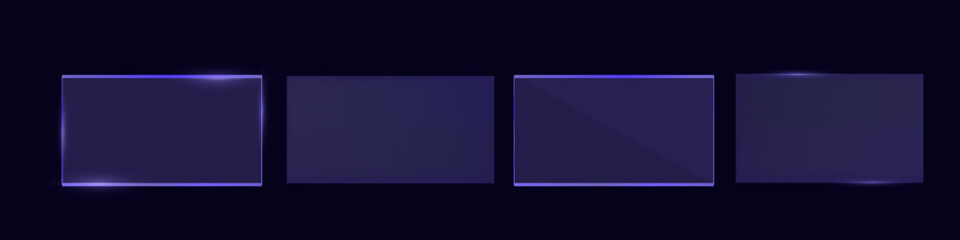 Obraz premium Blue glass frame on dark background. Blue glass frame for your creative design. Vector illustration. Eps 10