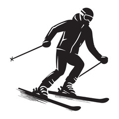 Fototapeta premium Peak Performer Alpine Skier silhouette, showcasing professional form – Skier illustration – Minimalist skier vector – Skier silhouette