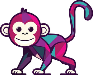 Vector colorful, geometric monkey