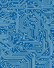 Abstract blue circuit board design showcasing intricate lines and patterns, ideal for technology backgrounds
