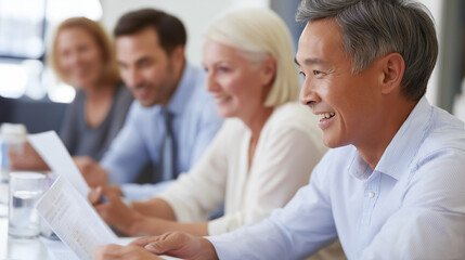 Obraz premium Professional Team Strategy Meeting in Boardroom