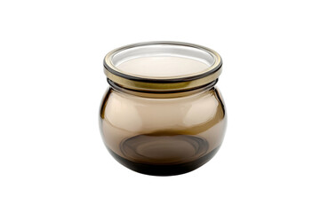 Elegant smoked glass jar with a gold lid perfect for bathroom storage or home decor isolated on transparent background