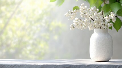 Delicate white blossoms in a vase, spring aesthetic