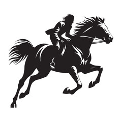 Heroic Horse Rider silhouette, a rider standing tall in the saddle – Horse Rider illustration – Horse Rider vector – sportsmen silhouette

