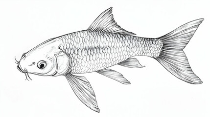 Obraz premium koi fish drawing illustration