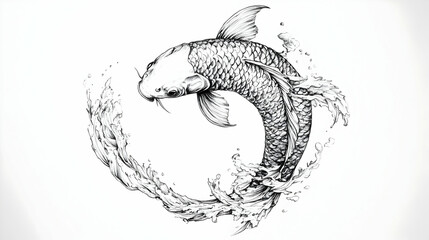 drawing koi carp illustration