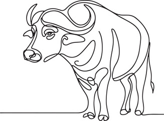 Buffalo Line Drawing Vector Art for Designers