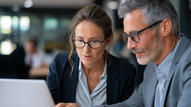 Business Professionals Collaborate on Software Solutions in Modern Office