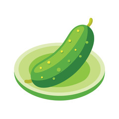  A fresh green cucumber vector art illustration 