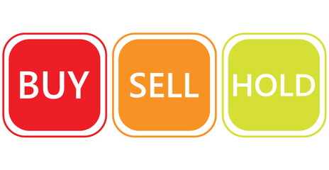  Buy Sell Hold stock market ot cryptocurrency trading button icon set