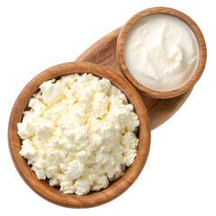 Cottage cheese curd isolated on transparent background