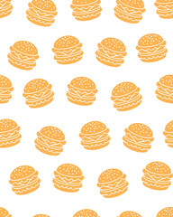 solid light orange burger seamless pattren on white background