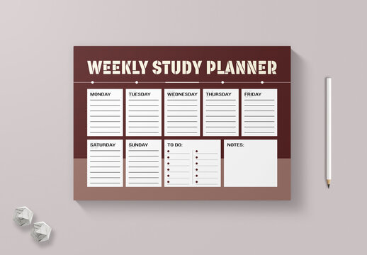 Weekly Study Planner Minimalist and Productive Design Template