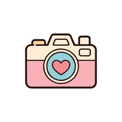 Pink Camera with Heart Vector