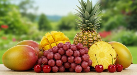 Assortment of Fruits and Vegetables Background