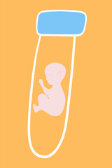 Vector isolated illustration of embryo in test tube. In vitro fertilization. Reproductive clinic. Artificial insemination.