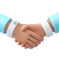 3D Render of Cartoon Hands Shaking – Pale Skin Tone in Friendly Partnership and Agreement Symbol