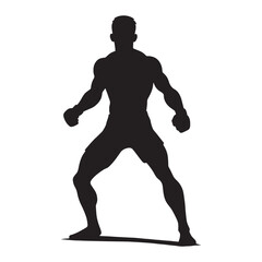 Focused Fighter silhouette, expressing discipline and resolve – Fighter illustration – Fighter vector – sportsmen silhouette

