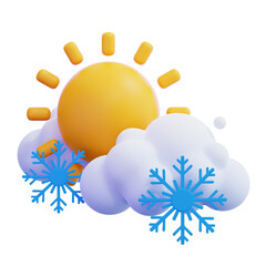 Weather Icon with Sun and Snowflakes
