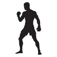 Bold Fighter silhouette, capturing the essence of hand-to-hand combat – Fighter illustration – Fighter vector – sportsmen silhouette

