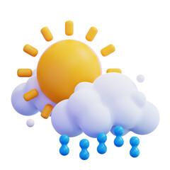 Weather Icon with Sun and Rain