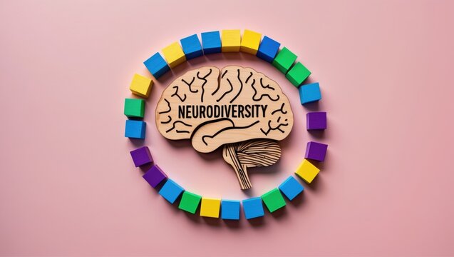 Neurodiversity concept with brain and colorful blocks