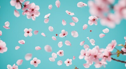 Fototapeta premium Cherry Blossom Dance: A 3D Springtime Bloom AI Generated