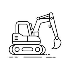 backhoe icon, backhoe line art - simple line art of backhoe, perfect for backhoe logos and icons