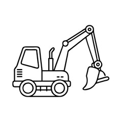 Naklejka premium backhoe icon, backhoe line art - simple line art of backhoe, perfect for backhoe logos and icons