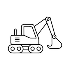 backhoe icon, backhoe line art - simple line art of backhoe, perfect for backhoe logos and icons