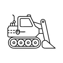 Naklejka premium bulldozer icon, bulldozer line art - simple line art of bulldozer, perfect for bulldozer logos and icons