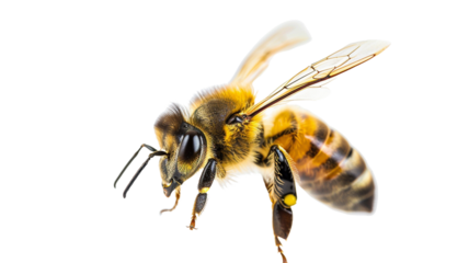 Insect bee, macro, isolate on transparent background.
