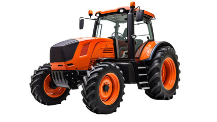 Obraz premium Orange tractor cut out. Work tractor on transparent background.