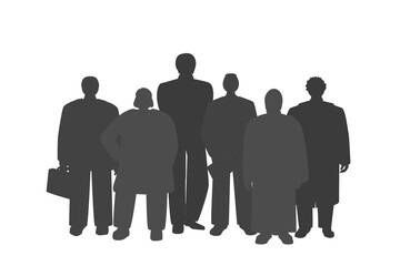 Group of business people silhouettes. Business team with determination and confidence. Flat style vector design black illustrations