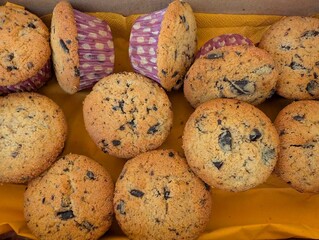 fresh muffins with chocolate