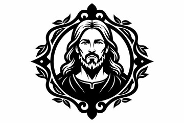 Jesus ornament silhouette black vector