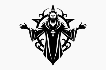Jesus ornament silhouette black vector