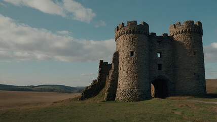 old stone castle at the end of the road