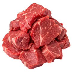 Obraz premium Pile of raw beef meat isolated on transparent background