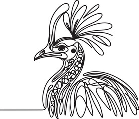Vector Art of Cassowary Bird in Line Drawing