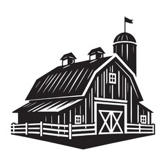 Harvest Barn silhouette, filled with golden bounty – Barn illustration – Minimalist barn vector – Farm building silhouette

