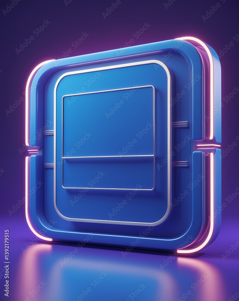 Poster a modern digital square design in striking blue with a glowing effect