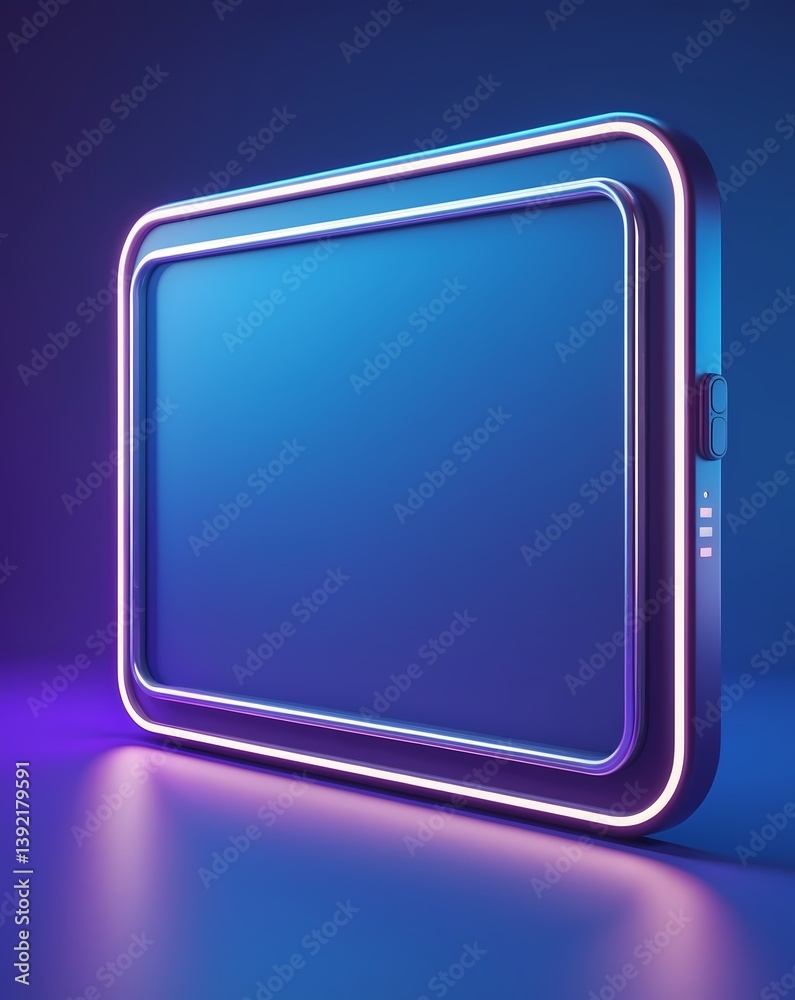 Poster A modern and sleek rectangular display with a glowing frame, set against a gradient background
