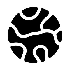 Abstract Planet Symbol in Boho Style. An abstract planet symbol in a bold boho style, featuring curved organic shapes forming a stylized Earth-like globe in monochrome design.