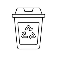 recycling bin icon, recycling bin line art - simple line art of recycling bin, perfect for recycling bin logos and icons