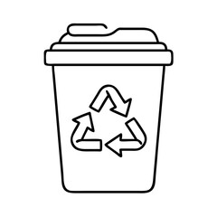 recycling bin icon, recycling bin line art - simple line art of recycling bin, perfect for recycling bin logos and icons